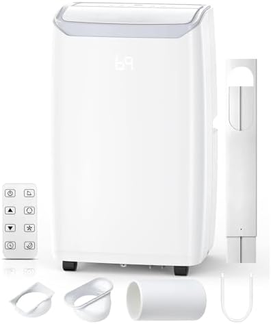 14000Btus Portable Air Conditioner With Cooling, Heating, Dehumidifier,24H Timer Function, Remote Control, Cools Room Up to 750 Sq. Ft, Air Cooling Fan for Home & Office Use, White