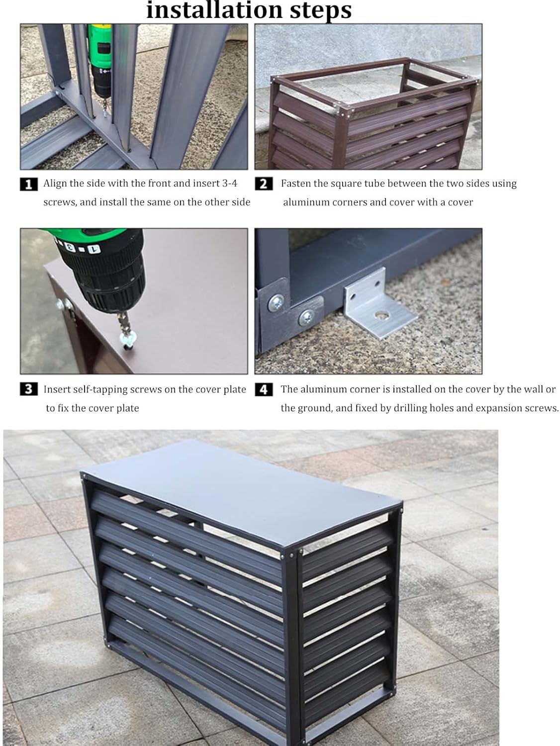 Outdoor Air Conditioning Cover Decorative Privacy Screen, Aluminum All-weather Central Air Conditioner Protection Cover For Outside Units,freestanding Enclosure to Cover Garbage Or Ac Units