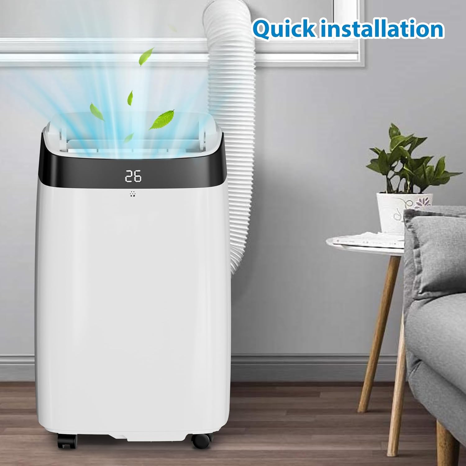 10000BTU Portable Air Conditioners, Cooling, Dehumidifier and Fan Modes 3-In-1 Air Conditioner, Portable AC with Window Kits, Exhaust Hose, 24h Timer, Cooling Up to 450 Sq.Ft