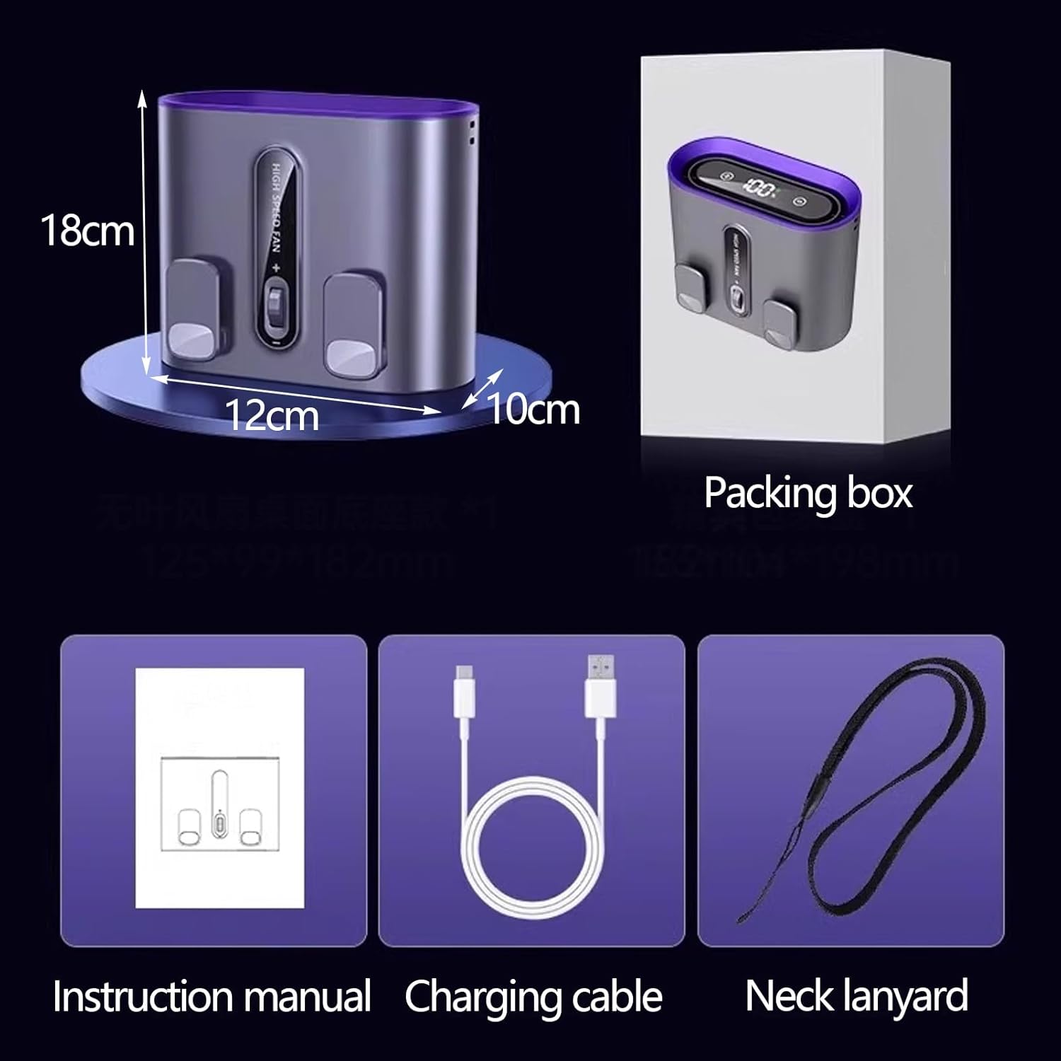 Portable Air Conditioner Fan Outdoor 3 Ways to Wear Desk Air Conditioner for Office Quiet Small with Lighting for Room Garage Patio Camping