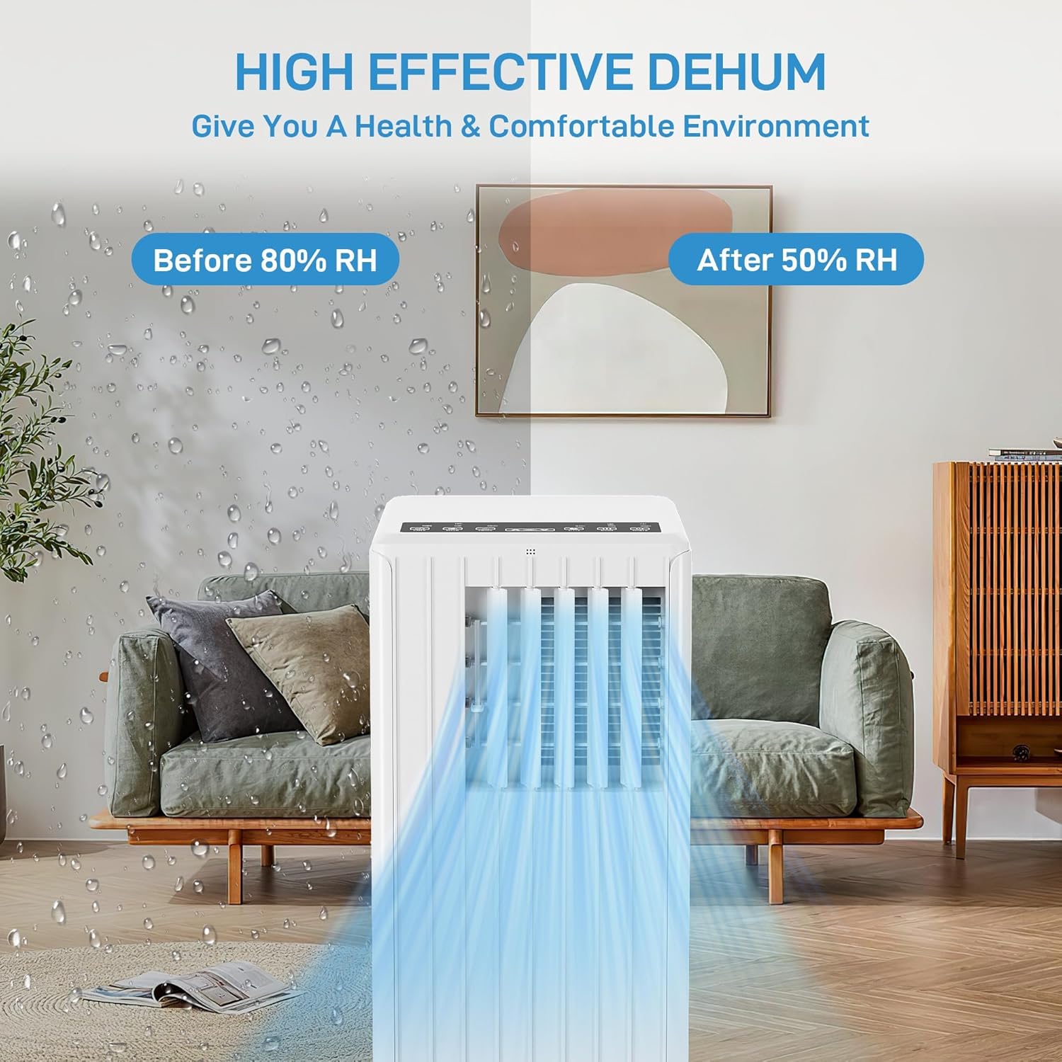 8000 BTU Portable Air Conditioner for Room, Portable AC Air Conditioner with Remote Control & Window Kit, 4-in-1 Air Conditioner Cools Up To 350 sq. ft, 1-24H Timers