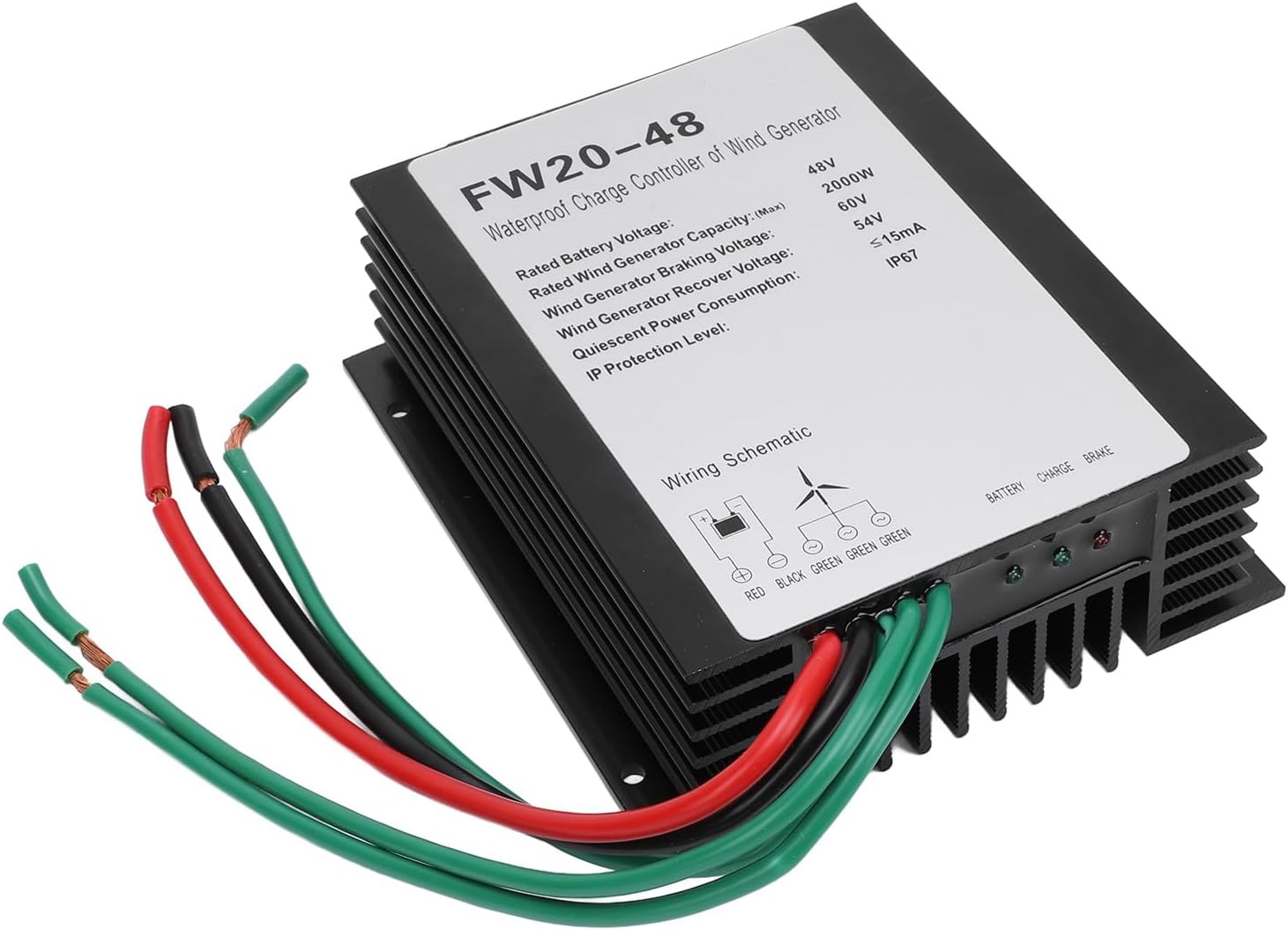 MPPT Wind Turbine Charge Controller 48V for 2000W Generator - IP67 Water , Automatic Wind Control, Durable Aluminum Shell