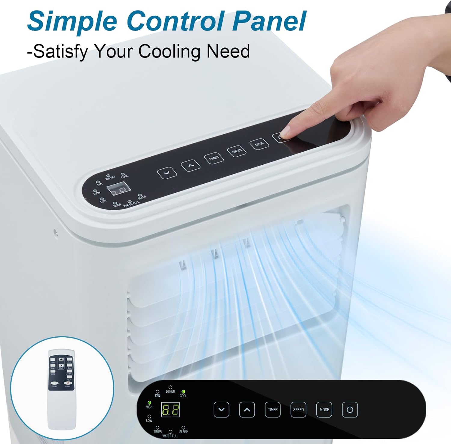 10000 BTU Portable Air Conditioner, Cools Up to 450 Sq. Ft, 3-In-1 Room Air Conditioner With Dehumidifier & Fan,LCD Display & Remote Control, Easy Install Kit for Home