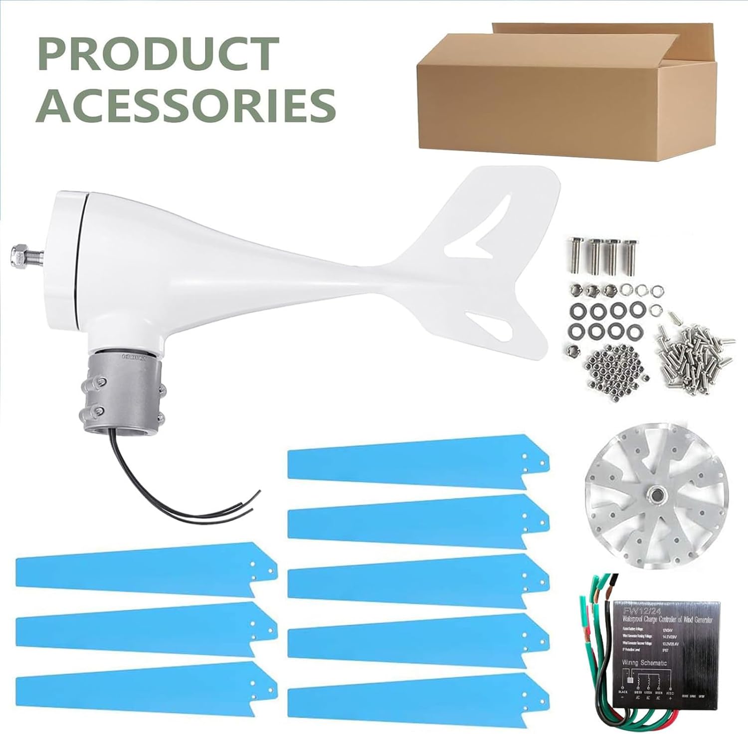 8000W High-Efficiency Wind Turbine Generator Kit for Home - 12V Breeze Power Solution for Weather Stations & Renewable Energy Use