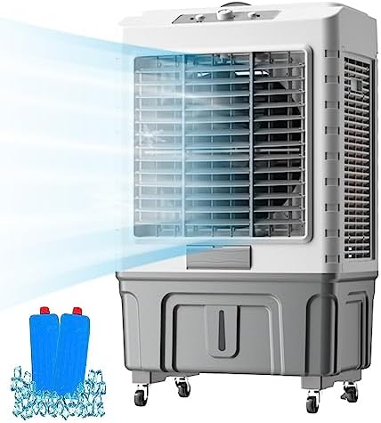 Swamp Cooler, Windowless Air Conditioner, Evaporative Air Cooler with 13.2gallon, 4 Ice Packs, 3-in-1 Cooling Fan w/3 Mode & 3 Speed, 7H Timer & Remote for Home Office Garage Outdoor(50x37x88cm/19.6x1