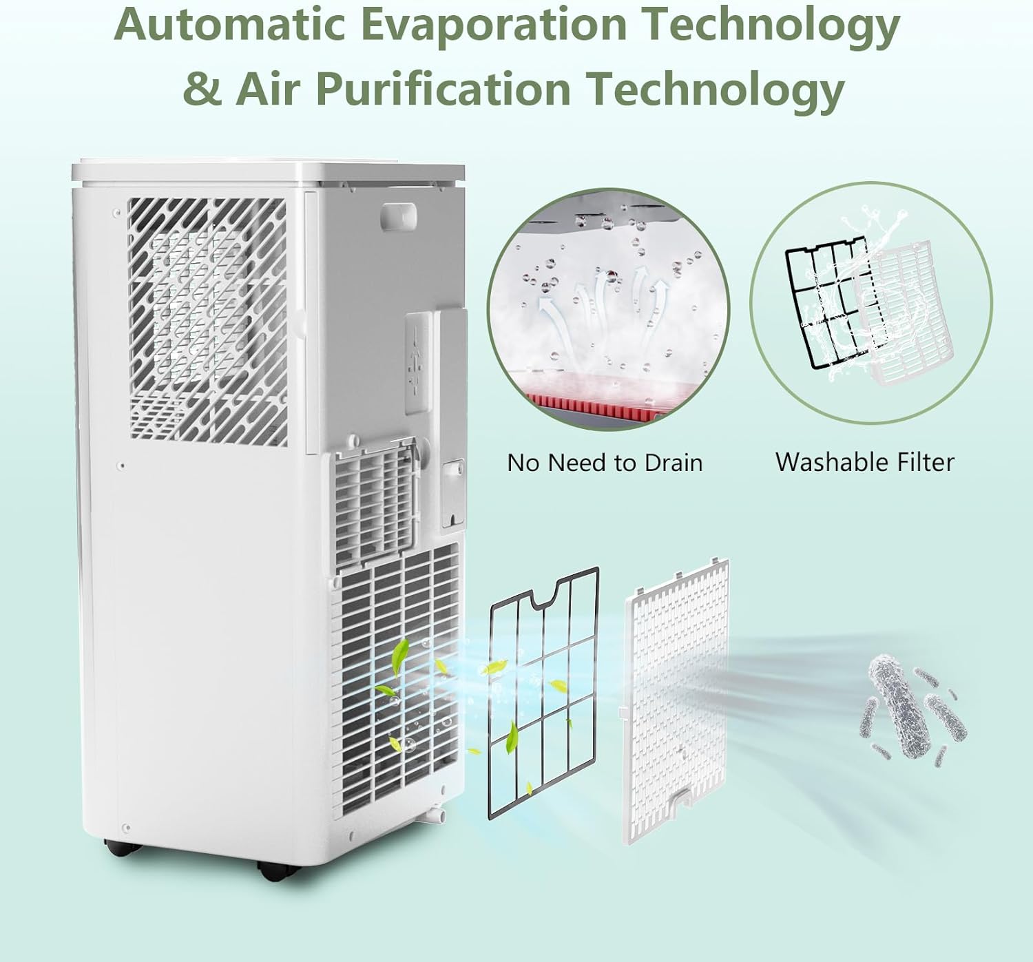 10000 BTU Portable Air Conditioners, Air Conditioner for Room Cools Up to 450 Sq.Ft with 24H Timer, Remote Control, Dehumidifier, 3-IN-1 AC Unit with Window Kit for Bedroom, Indoor Rooms, Home Office