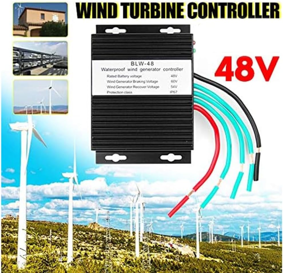 24V, 100-2000W Wind Generator Controller, IP67 Waterproof Low Voltage Controller Regulator with LED Indicator for Lithium Battery, Solar Panels Or Wind Generator