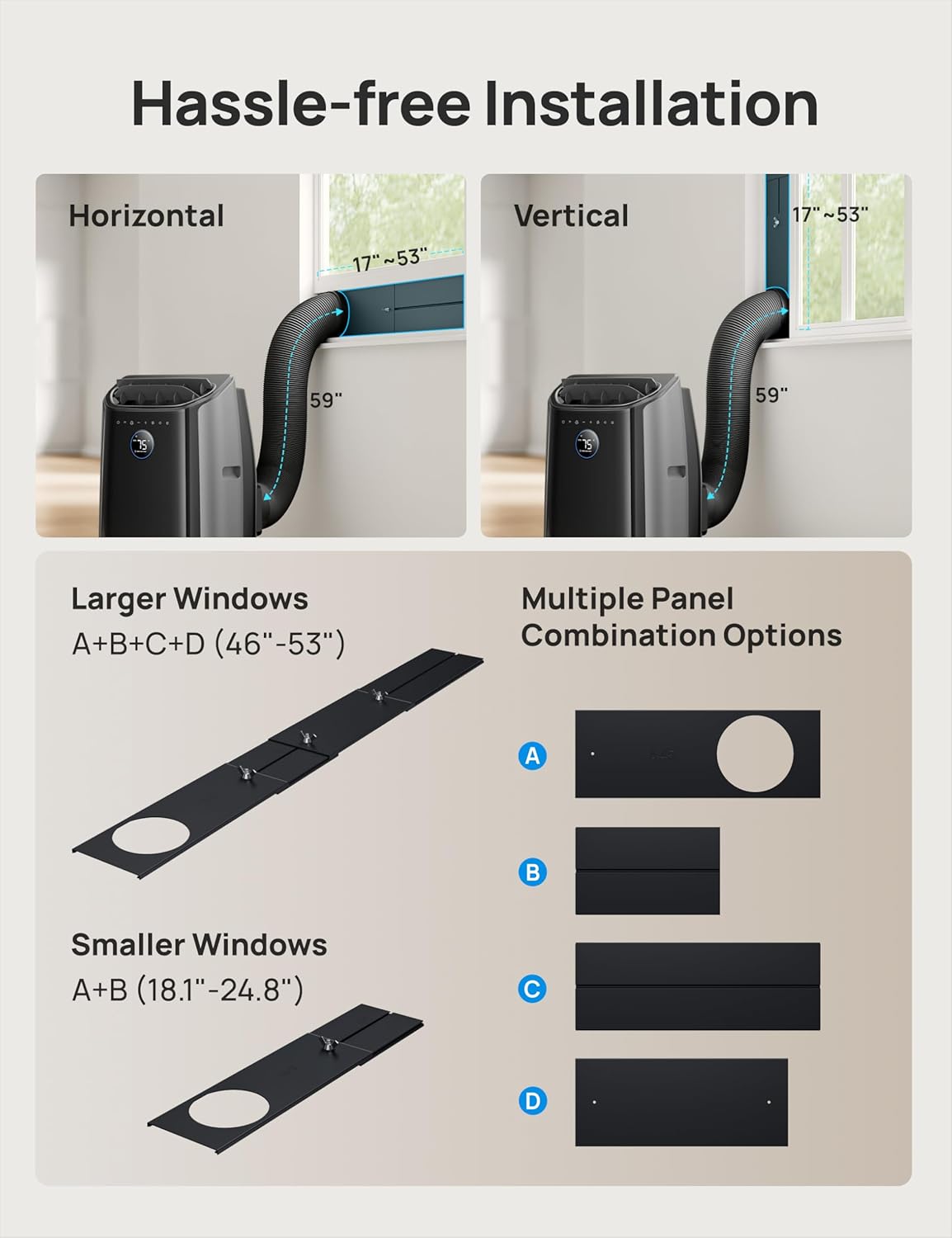 Dreo Portable Air Conditioners, 8000 BTU (DOE) AC Unit for Bedroom with Drainage-free Cooling, 3-in-1 with Fan & Dehumidifier, Touch/APP/Voice/Remote, 24h Timer, Smart Floor AC for Room Indoors