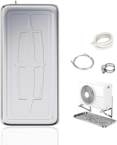 Condensate Drain Pans, Drip Tray with Drain Kit, Ac Drain Pan, Stainless Steeln, for Universal Split Air Conditioner Heat Pump Systems(93x44x3.5 cm)