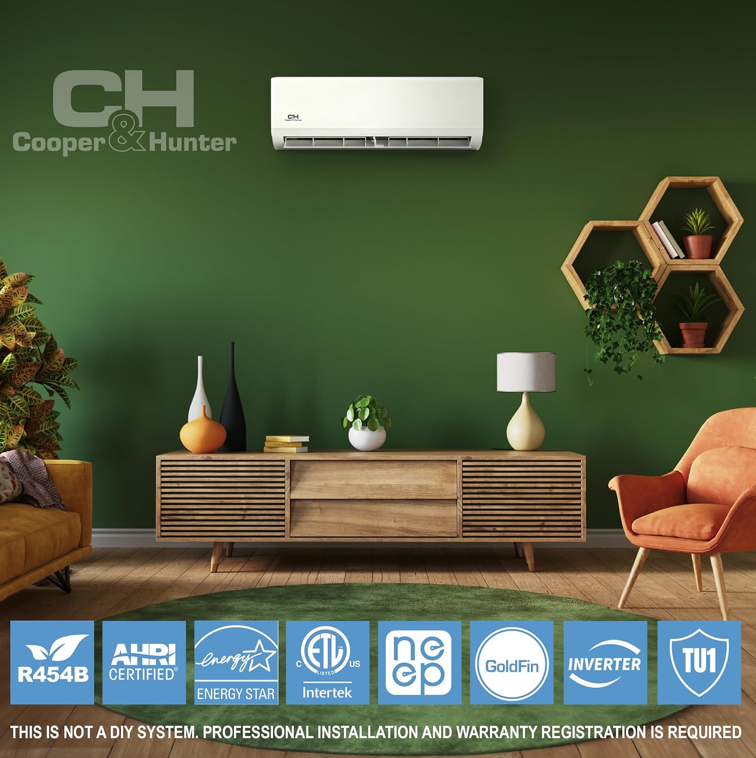 Cooper & Hunter 30,000 BTU Ductless Mini Split Air Conditioner & Heat Pump – 22.3 SEER2 – 16FT Installation Kit Included – 230V Inverter System – Pre-Charged