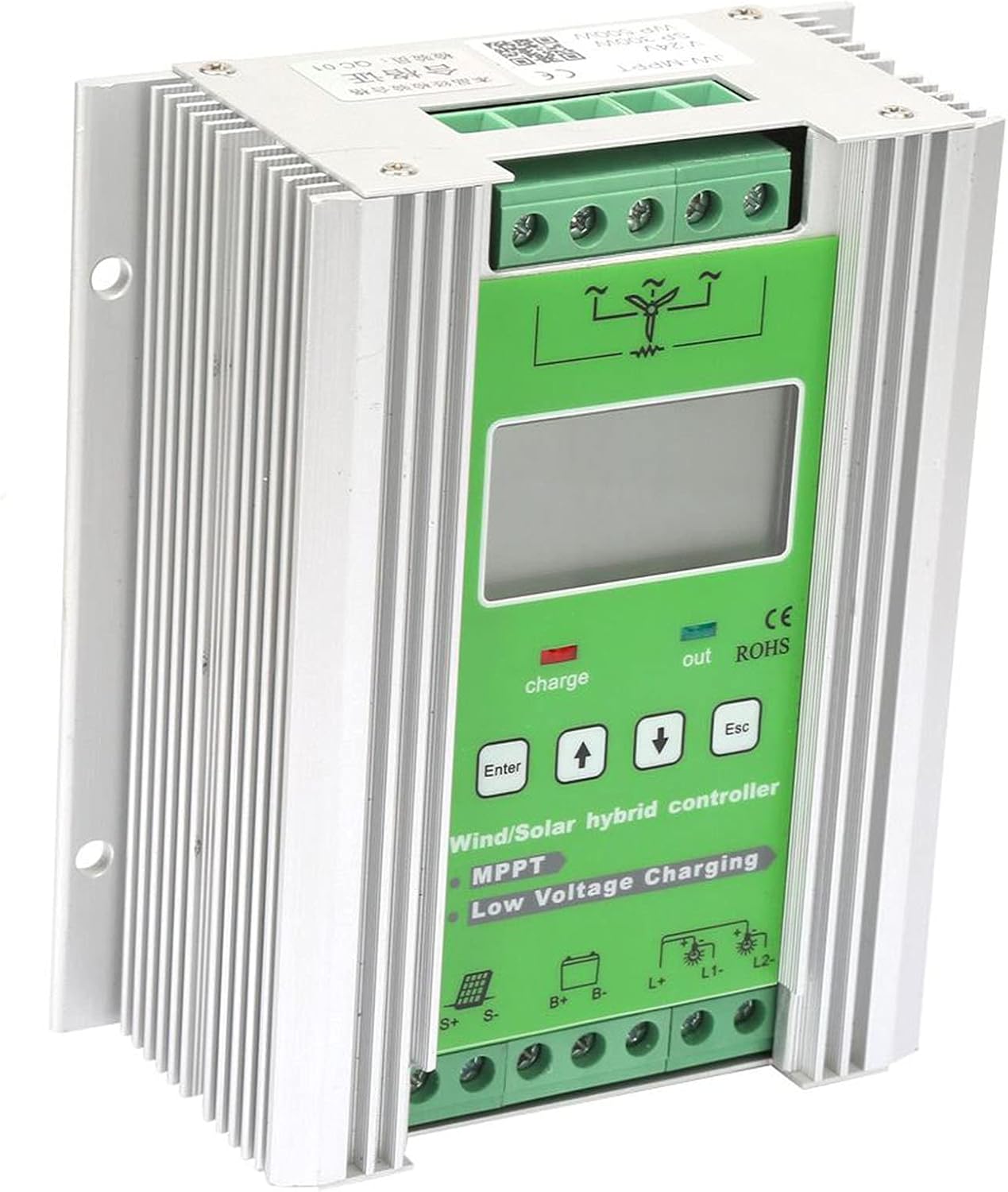 MPPT Charge Controller, Wind Solar Hybrid 12 / 24V LCD Display 300W Solar 600W Wind - High Efficiency Boost Charging, Multi - Protection System, Ideal for Renewable Energy System