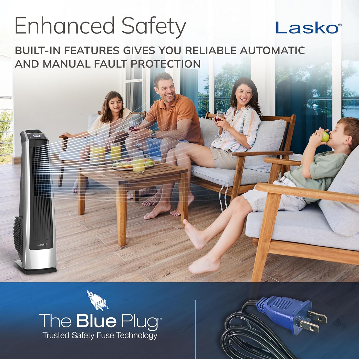 Lasko High Velocity Oscillating Tower Fan for Bedroom, Garage, Basement, and Gym with Remote Control, Timer, 3 Powerful Speeds, 35
