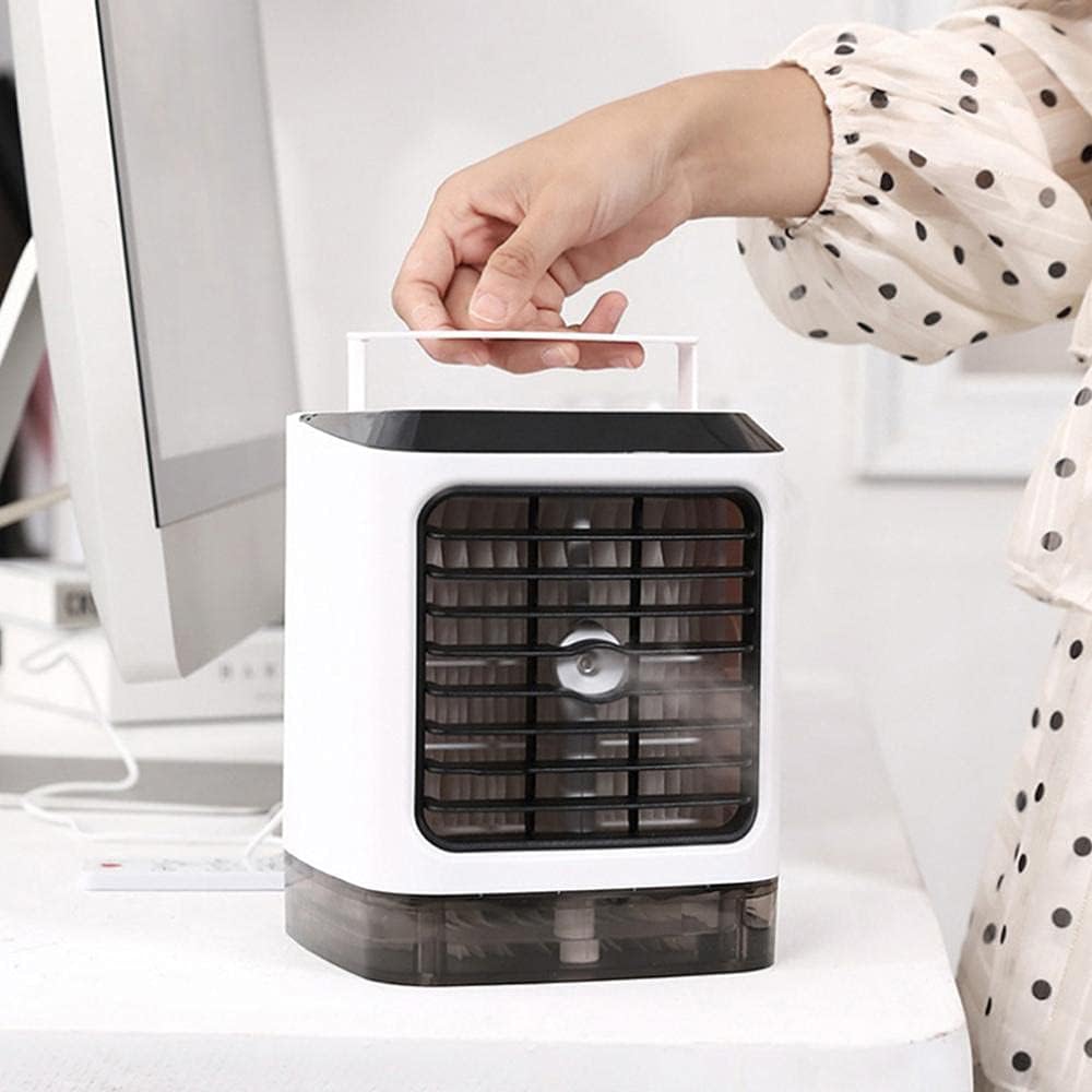 3 in 1 Mini Air Conditioner Fan Portable Mini Air Conditioner Desktop Moisturizing Sprayer Three-speed Adjustable USB Fan-White