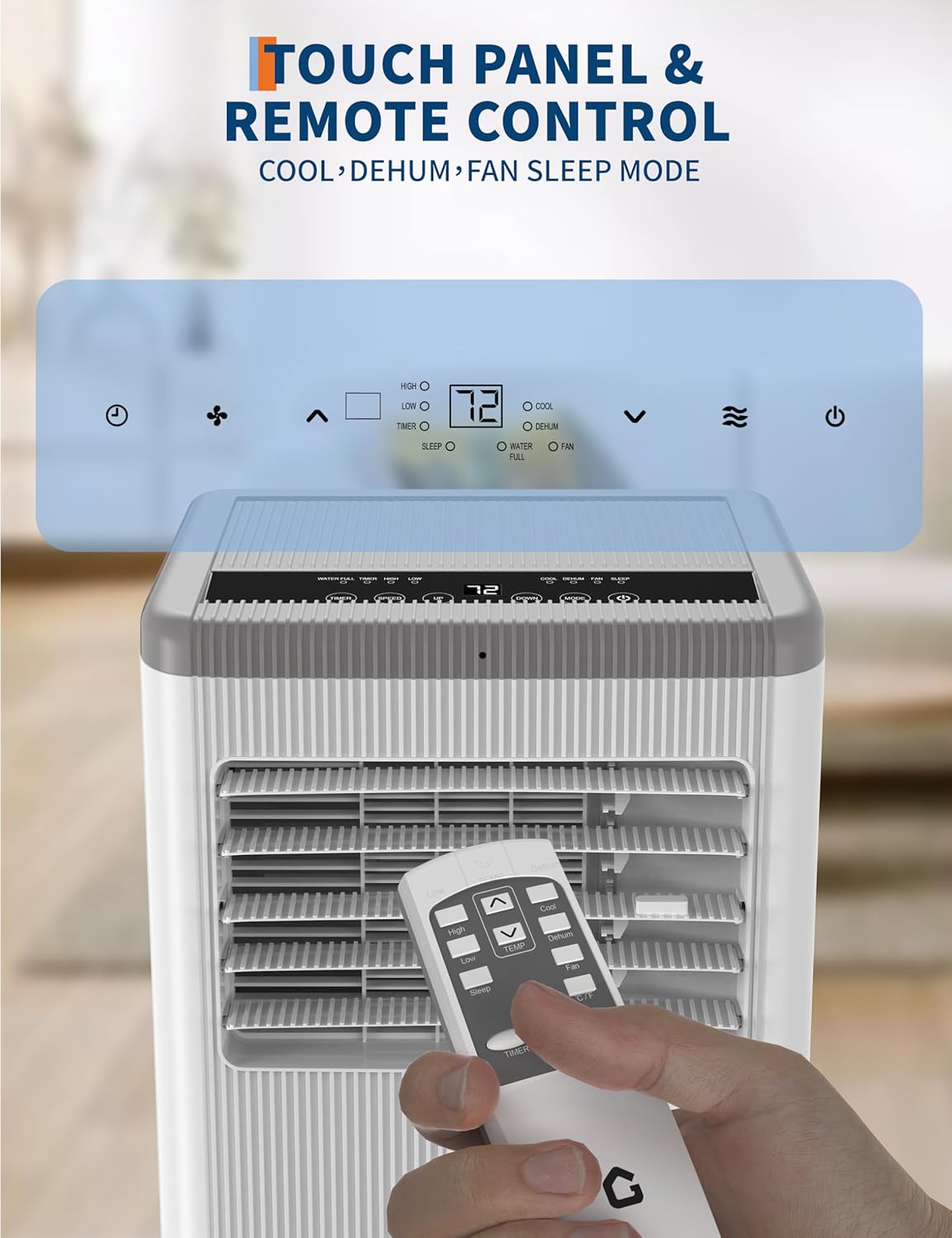 Portable Air Conditioner, 8000 BTU Air Conditioner for Bedroom with 3 in-1 Cooling AC Portable Air Conditioner for Room with Sleep Mode, Ventless Floor Air Conditioner, 3 Speeds Fan