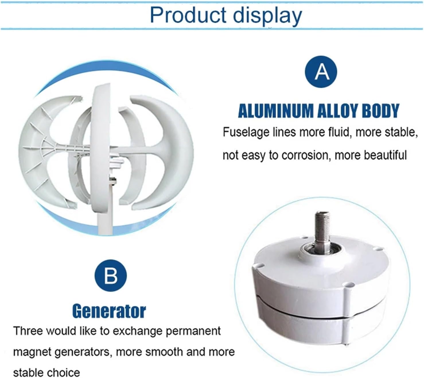 Wind Turbines, 3000W Vertical Wind Turbine with Free Charging Controller Yacht Farm Household Farm(White,48V)