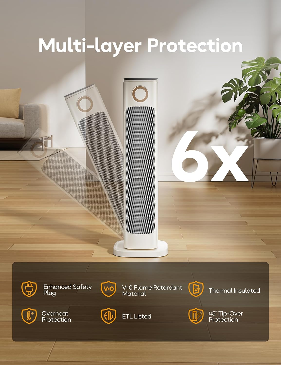 Patio Heater And Fan Combo for Indoor Use,Space Backyard Room Indoor,1500W Tower Portable Electric Space Outdoor with Remote,Infrared Heater,15H Timers,Quiet,for Office, White