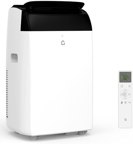 14,000 BTU Portable Air Conditioner with Dehumidifier & Fan, Portable AC Units Cools up to 750 Sq. Ft., Remote Control, Auto Swing, Sleep Mode, Black Top