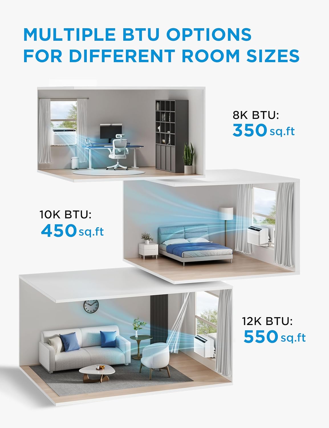 Midea 10,000 BTU U Shaped Smart Inverter Window Air Conditioner - Cools 450 Sq Ft, Ultra Quiet with Open Window Flexibility - Alexa/Google Assistant Compatible - 35% Energy Savings, Remote (Updated)