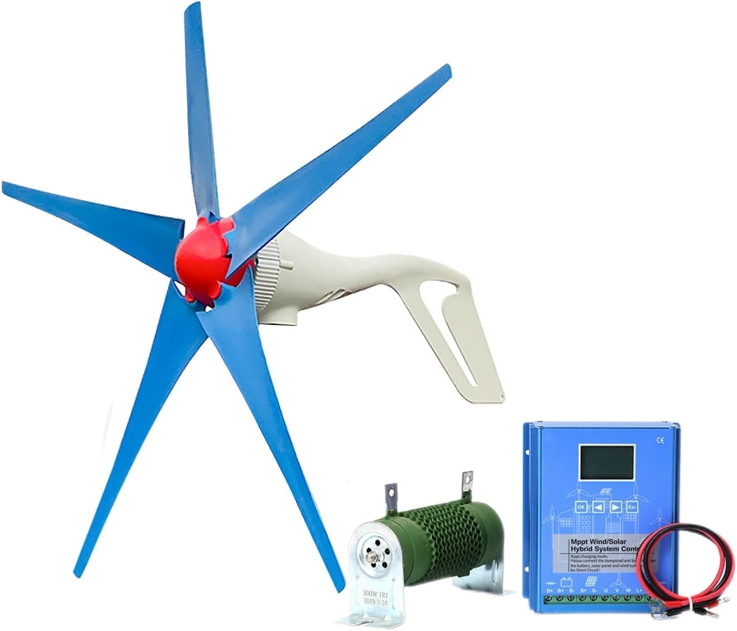 CAJUCA 1000W Wind Turbine Generator Kit 5 Blade Generator Automatic Direction Adjustment Wind and Solar Hybrid Power Generation System