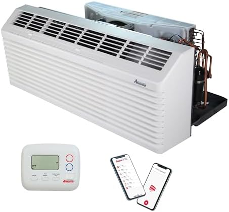 AMANA PTAC 15,000 BTU Air Conditioner Heat Pump PTH153K35AXXX with 3.5 kW Heater 20 Amp plug, White