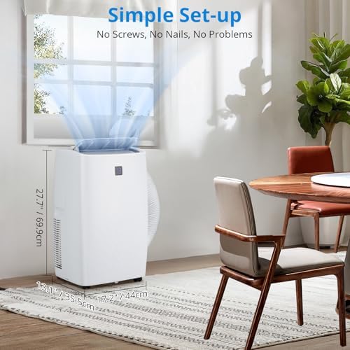 Portable Air Conditioner, 12000 BTU 3 In1 Cooling Air Conditioner, Dehumidifier Fan for Rooms Up to 550 Sq. Ft. Digital Display, Remote Control, and Smart Sleep Mode