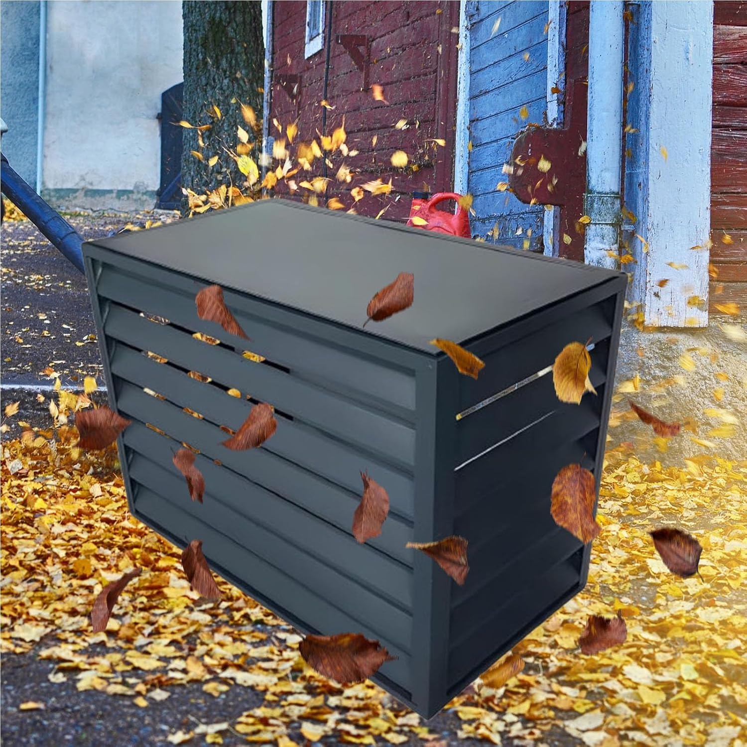 Aluminum Air Conditioner and Heat Pump Cover, Ac Unit Covers Outdoor, Privacy Screens Fence Panels for Air Conditioners Trash Bins(Gray,110cm)