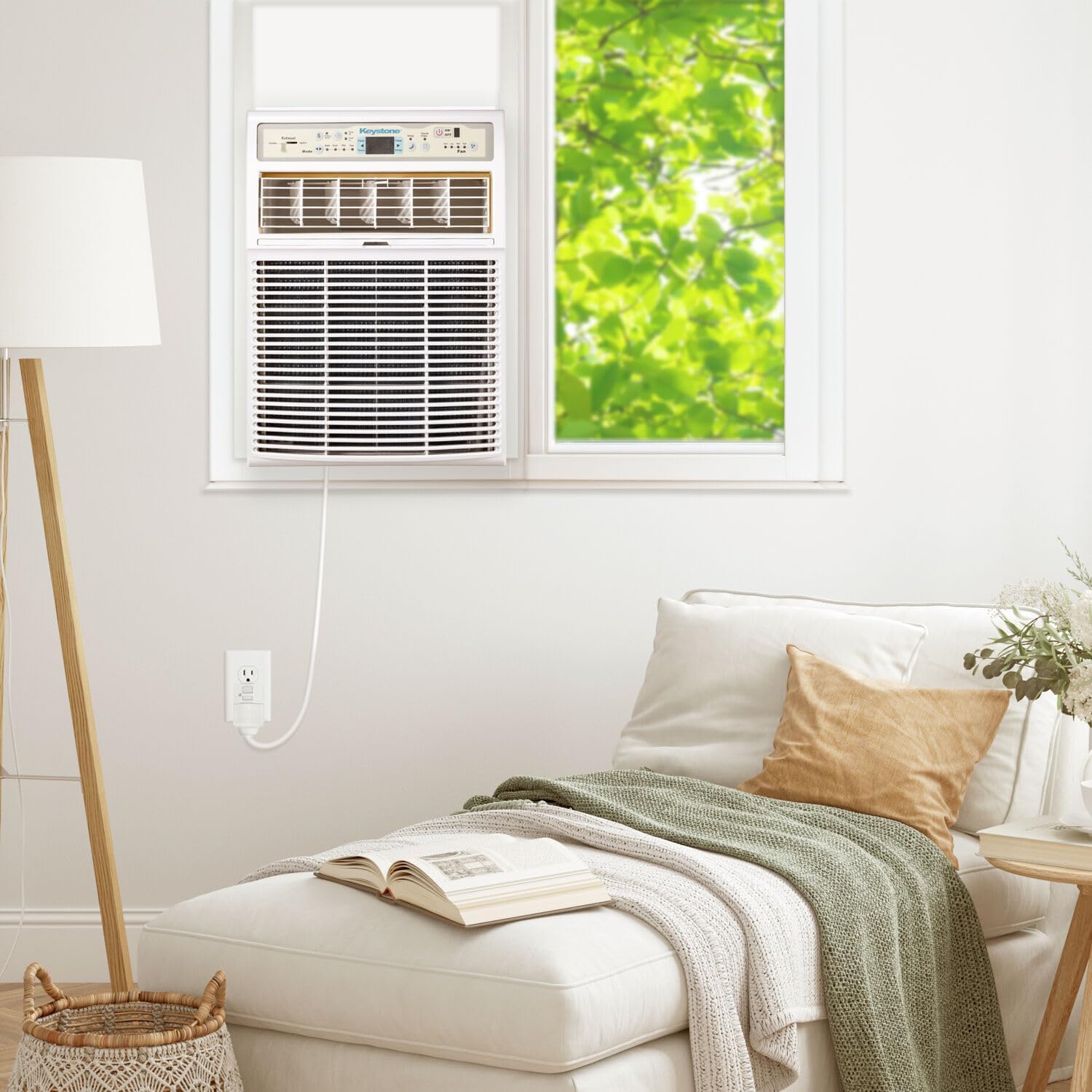 Keystone 8,000 BTU Slider Window Air Conditioner and Dehumidifier, 115V Air Conditioner Window Unit for Bedroom, Living Room, and Small-Medium Sized Rooms up to 350 Sq.Ft., 4-Way Air Direction Control