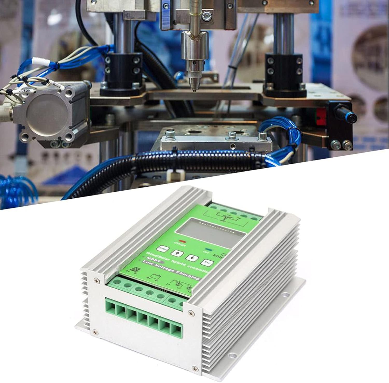 Wind Solar Hybrid Charge Controller MPPT Boost Charge 12V 24V Auto with LCD Display for Off Grid Solar Wind Power System (600W Wind Turbine 300W Solar)