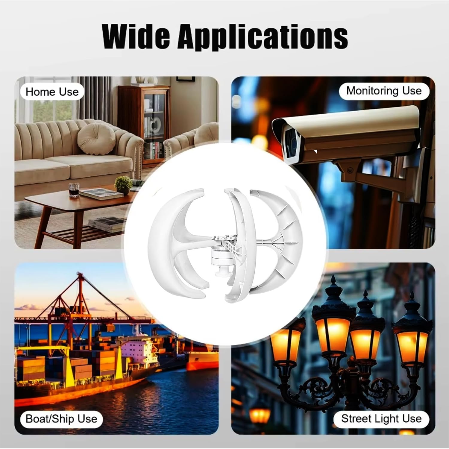 12V-220V Vertical Wind Turbine Generator+ 5000W Windmill RV Yacht Farm Small Wind Generator Home Use Windmill Free Energy(White)