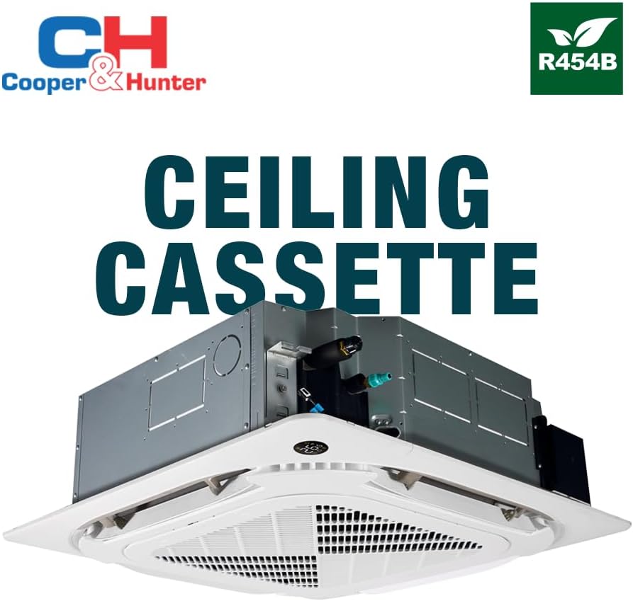Cooper & Hunter 24,000 BTU Ceiling Cassette Ductless Mini Split Air Conditioner & Heat Pump – 22 SEER2 – Includes 16FT Installation Kit & Wall Thermostat – Cooling & Heating Inverter System