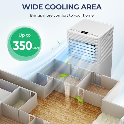 KOTEK Portable Air Conditioners, Air Conditioner for Rooms up to 350 Sq Ft, Ac Unit with Remote Control, 2 Speeds, 4 Modes, 24H Timer & Window Installation Kit for Home/Office/Dorms (White, 10000 BTU)