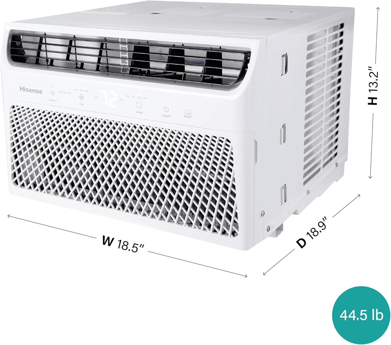 Hisense 8,000 BTU Smart Window Inverter Air Conditioner with Quiet, High Efficiency Operation and Wi-fi Control, 115V, Window AC Unit for Apartment, Bedroom, Medium Rooms up to 350 Sq. Ft. in White