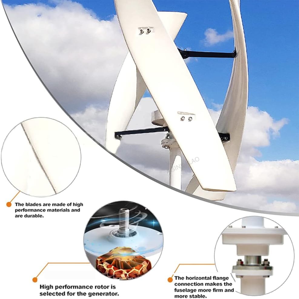 10000W Wind Turbine Vertical Axis Permanent Maglev Generator, 12V-220V Magnetic Levitation Vertical Axis Electric Power Generator,with Controller