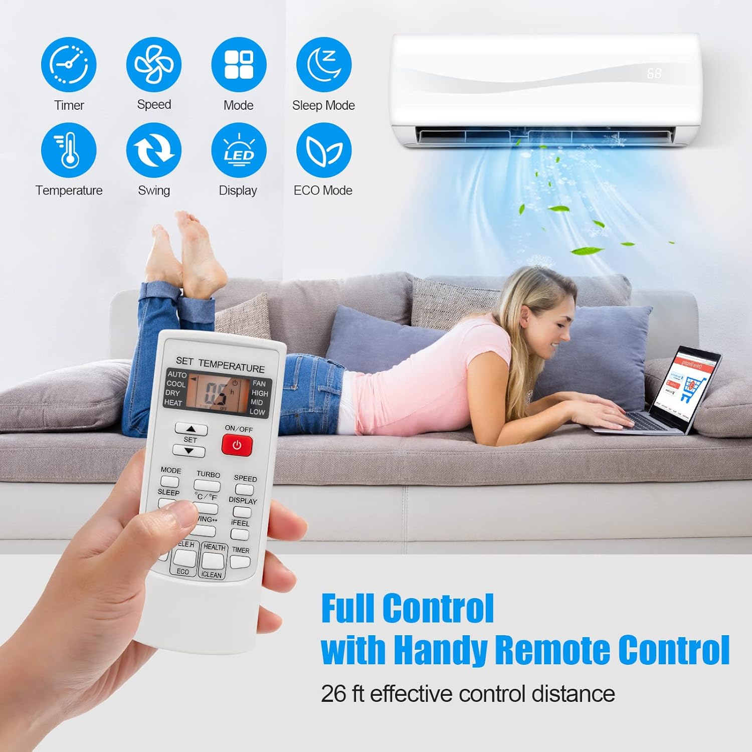 RELAX4LIFE Mini Split Ac/Heating System, 18000 BTU Ductless Mini Split Air Conditioner w/Heat Pump, Remote Control, Cools Up to 1250 Sq.Ft, Installation Kit, 19 SEER2 208-230V Inverter Split AC Unit