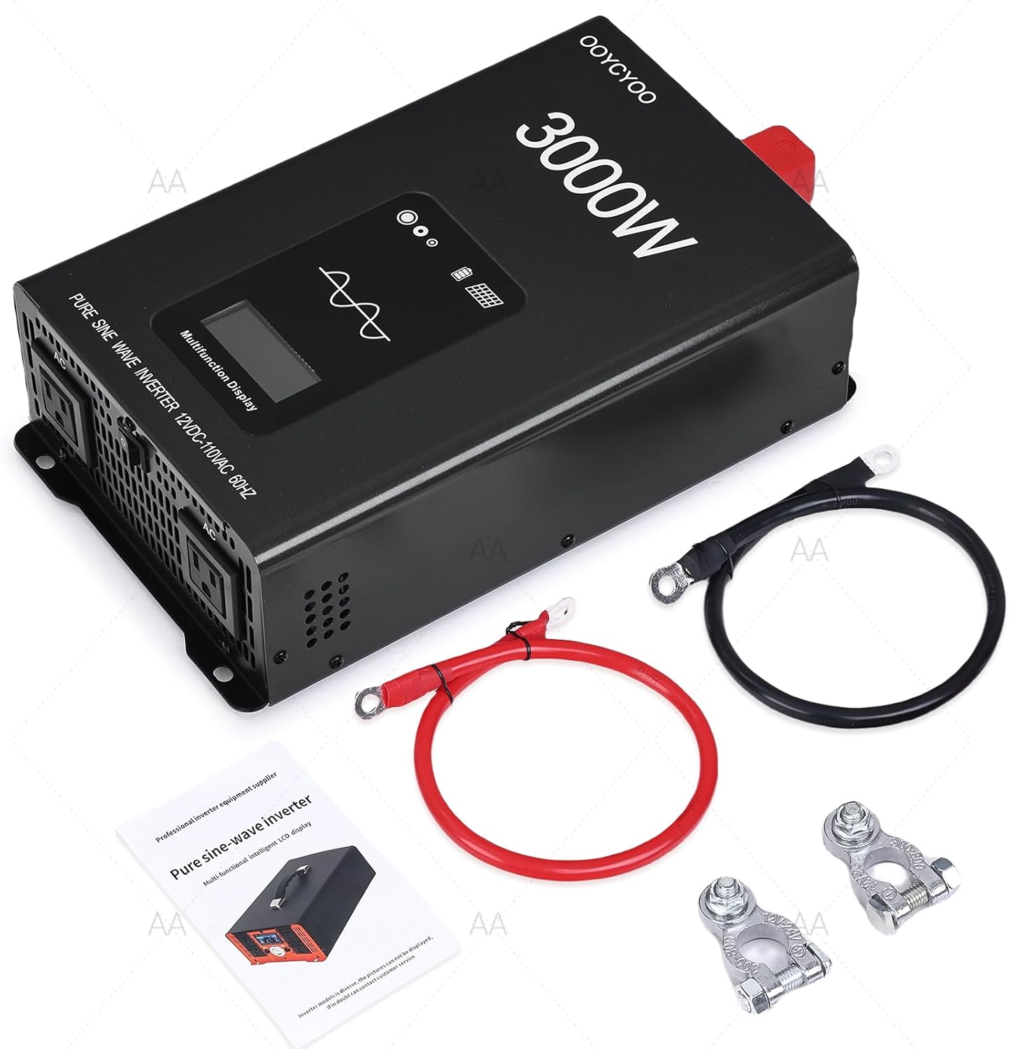 3000W Pure Sine Wave Inverter 12V DC to 120V AC Converter for Home,Equipped with an LCD Screen，RV, Truck, Camping, Trailer, Support Li, AGM, SLD, Gel, FLD Batteries