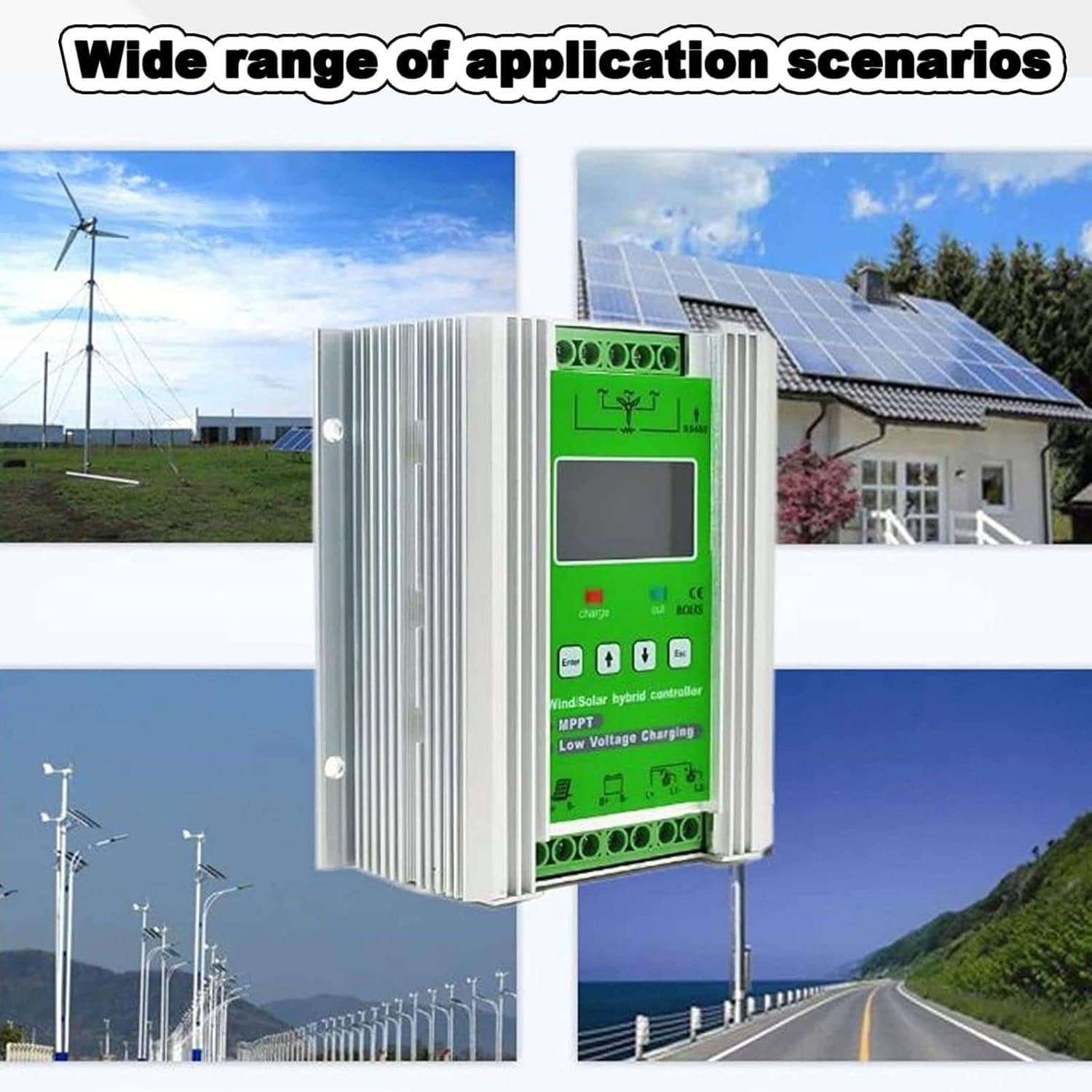 Wind Solar Hybrid Charge Controller,Mppt Charge Boost Controller,Wind Turbine,Solar Panel,Auto Regulator,with LCD Screen 24V-5000W
