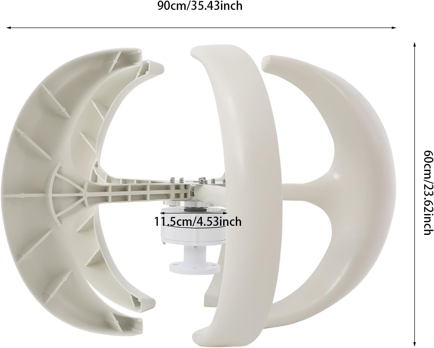 Lantern Wind Turbine Generator, 5-Blade Vertical Axis Wind Power with Controller and Flange Plate 600W 24V Electromagnetic System, 13m/s Rated Speed Wind Generators for Home Use (24 Volts)