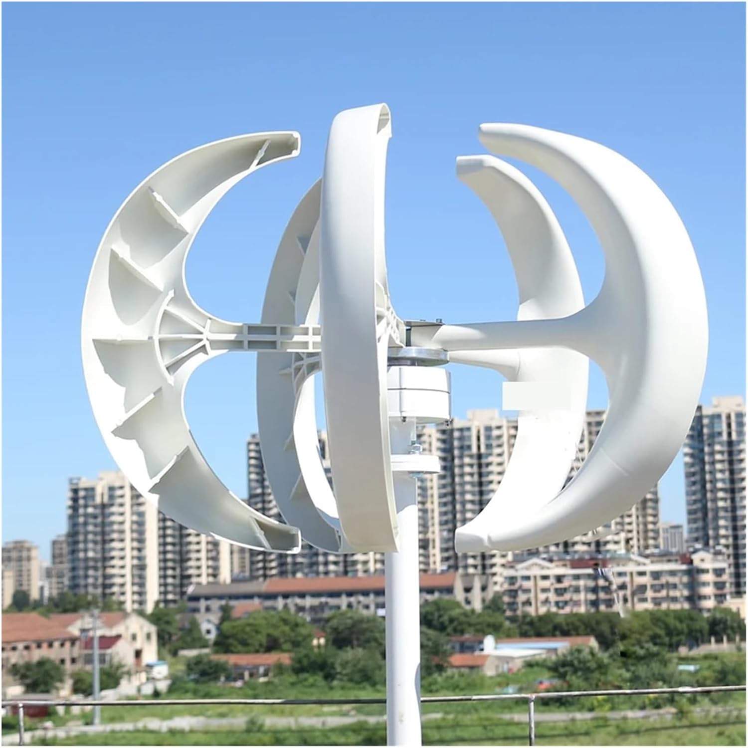 4000W 12V 24V 48V Wind Turbines Generator Lantern 5 Blades Motor Kit Vertical Axis for Home Hybrids Streetlight Electromagnetic Industrial Energy(Black,with MPPT Controller_12V)