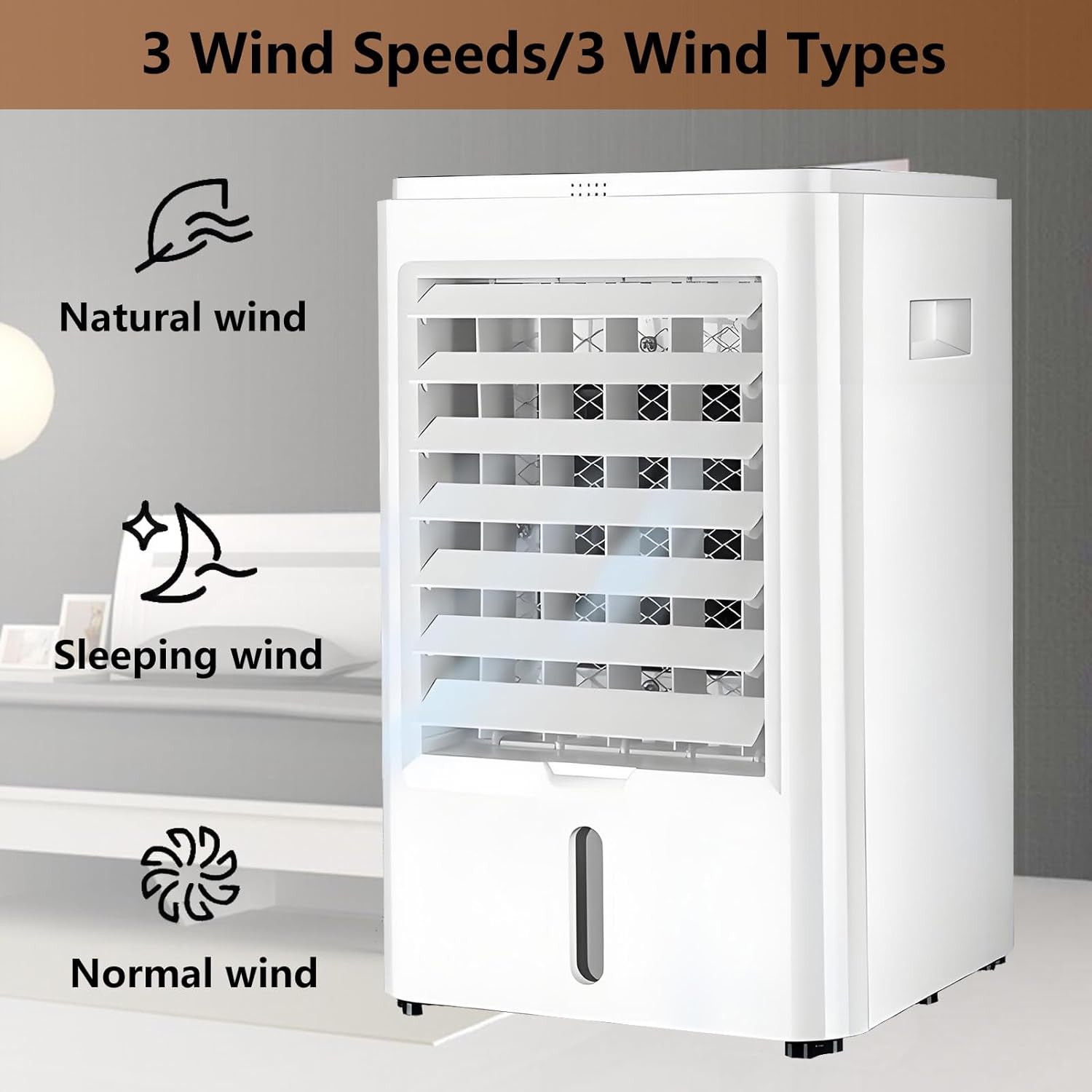 Portable Air Conditioners 4-in-1 Portable Air Cooler Fan Mini Evaporative AC Unit with 3-Speed and 4 Ice Packs Remote Control Touch Screen for Camping Office Bedroom Car 24VCar