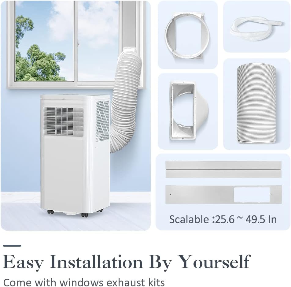 10000 BTU Portable Air Conditioner for Cool Up to 350 Sq.Ft. Large Room, LifePlus 3 In 1 Portable AC Unit w/Dehumidifier & Fan, Auto Swing, 24H Timer & Window Ventilation Kit, Low Noise for Bedroom