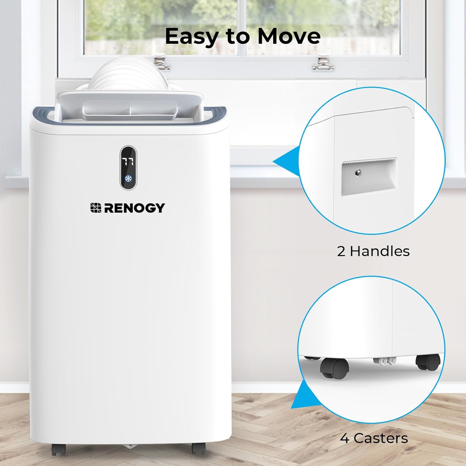 Renogy 14,000 BTU Portable Air Conditioners with Smart WiFi Enabled, Cooling, Dehumidifier, Fan & Sleep Modes 4-in-1 Portable AC w/Remote Control & Window Kit, Cools Up To 700 sq. ft, 1-24H Timers