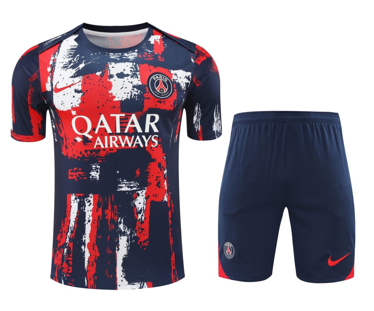 Conjunto de calentamiento PSG azul blanco y rojo efecto pintura - NewNow