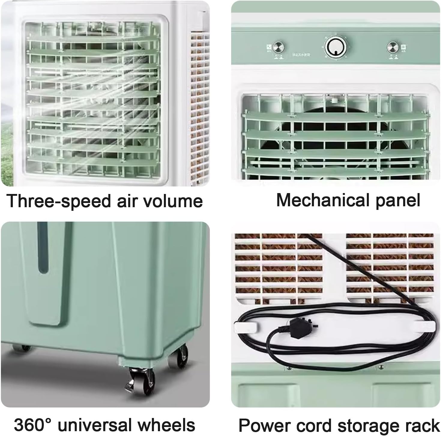 Portable Swamp Cooler, Evaporative Air Cooler, 10.5 Gal Water Tank, 4 Ice Packs, 3 Wind Speeds, Swamp Air Conditioner for Indoor, Outdoor, Garage(47x34x112cm(18.5x13.4x44in))
