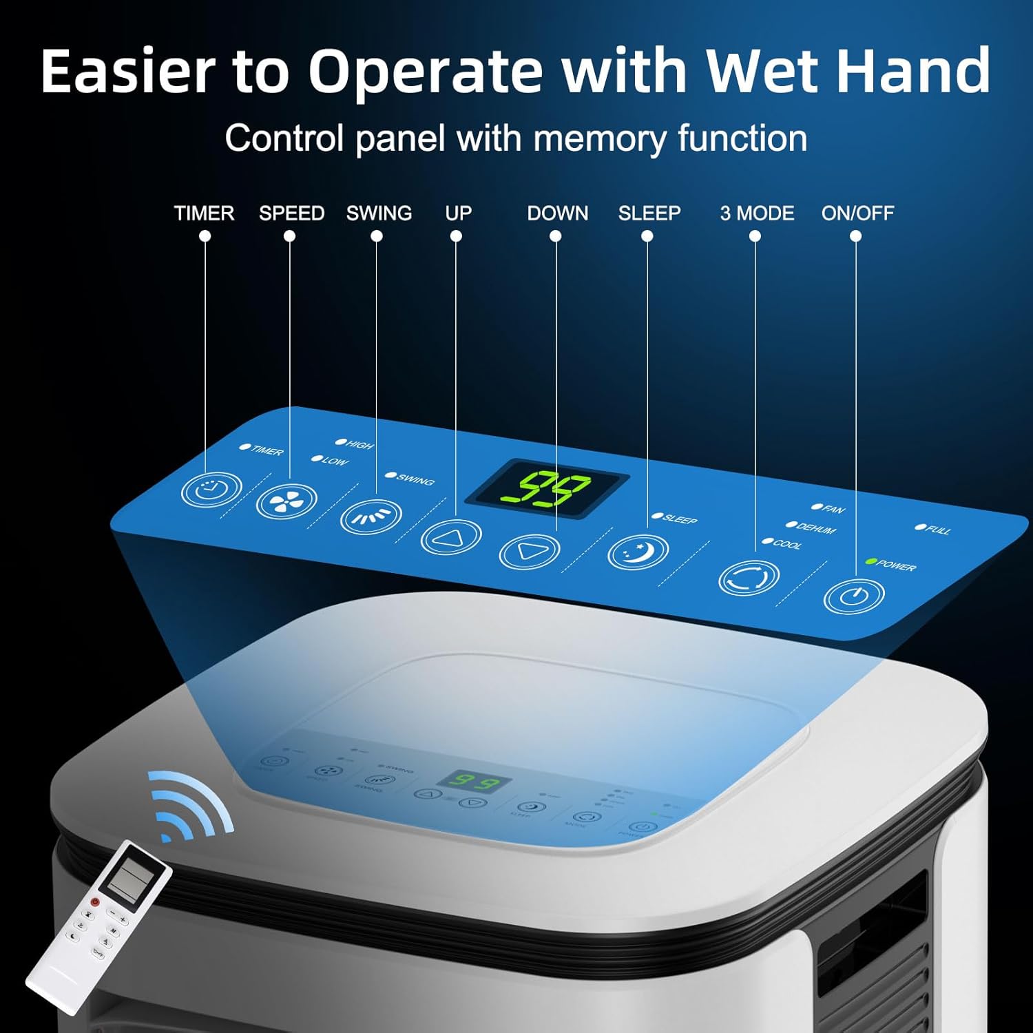 Portable Air Conditioner 12000 BTU - 2025 Upgraded, Cools 550 Sq.Ft, 3-IN-1 Free Standing Cooling AC Unit with Fan & Dehumidifier, Sleep Mode, 24H Timer, Auto Swing, Window Kit Included