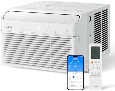 Midea 12,000 BTU Smart Inverter Air Conditioner Window Unit with Heat and Dehumidifier – Cools up to 550 Sq. Ft., Energy Star Rated, Quiet Operation, Electronic Controls, Remote Control, White