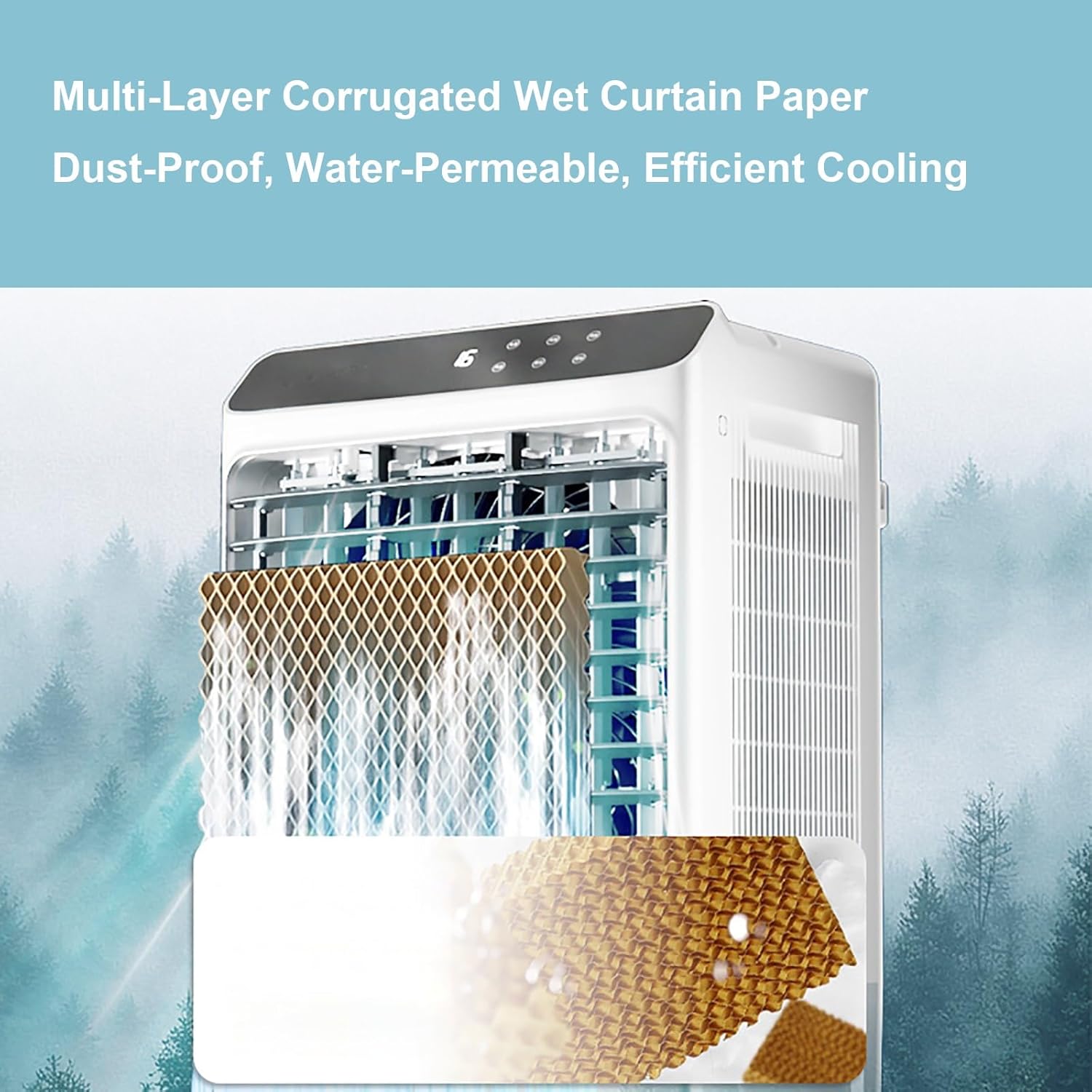 Indoor Windowless Air Conditioner, Swamp Cooler Fan and Humidifier with 7Gal Tank, Remote, 4 Ice Packs, 3 Speeds, 3 Modes, 12H Timer, Evaporative Cooler for Room Indoors(87cm/17in)