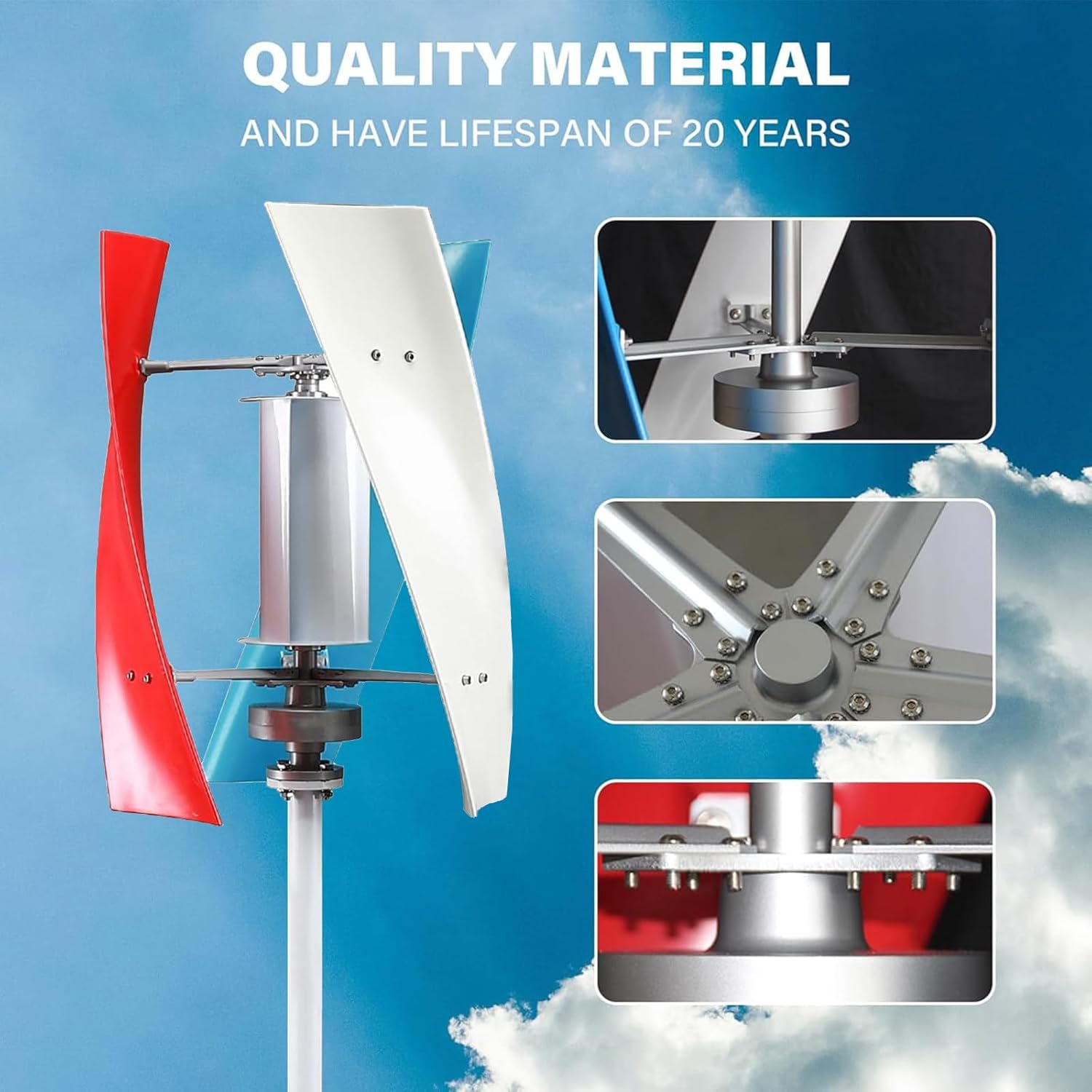 12000W Silent Vertical Wind Turbine Kit - 12V/24V/48V Magnetic Levitation Generator with MPPT Controller for Eco-Friendly Home & Street Lighting Solutions