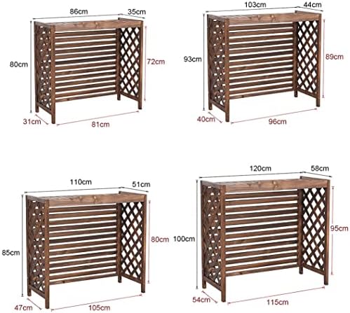 Air Conditioner Cover for Outside Units, Solid Wood Air Conditioning Flower Rack, Privacy Outdoor Screen, Louvered Plant Shelf for Balcony Garden Outdoor 103 * 44 * 93Cm