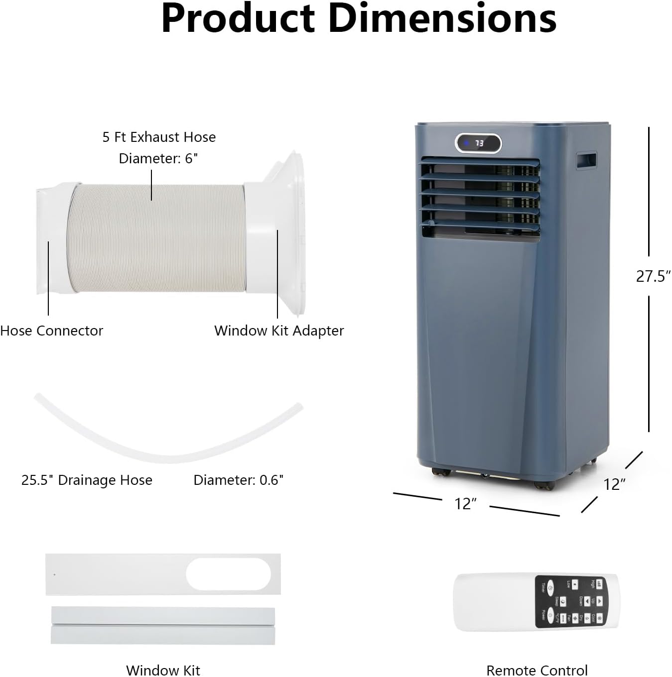 ARLIME Air Conditioner Portable, 8000 BTU Cools up to 230 sq. ft, Portable AC Unit with Fan & Dehumidifier, 2 Speed, Child Lock, 24H Timer, LED Display, Air Cooler for Living Room, Bedroom, Office