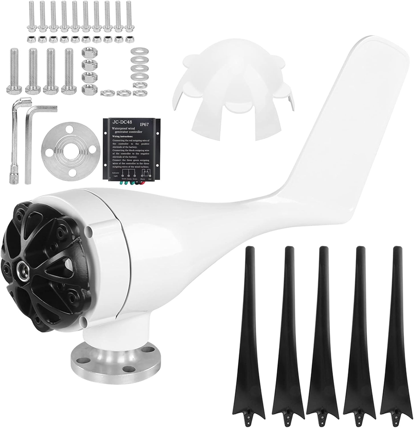 Walfront 5 Blades Wind Generator Kit 800W Small Wind Turbines Windmill Generator Turbine (48V)